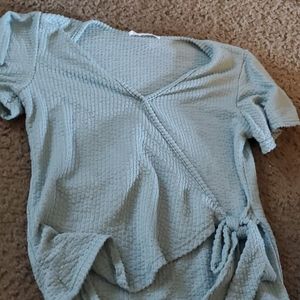 Teal shirt tie in front